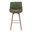 Tyler Swivel Barstool with Wood Leg and Upholstery In Vintage Green and Natural