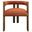 Upholstered Boucle Open Back Dining Arm Chair In Burnt Orange and Brown