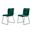 Upholstered Fabric Dining Side Chairs Set of 2 In Black and Green