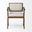 Upholstered Fabric Open Back Dining Arm Chair In Brown and Cream
