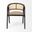 Upholstered Linen Open Back Dining Arm Chair In Gray and Black