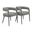 Upholstered Linen Open Back Dining Side Chairs Set of 2 In Dark Gray