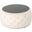 Upholstered Ottoman with Button Tufted Diamond Stitch and Tempered Glass Top In Beige