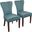 Upholstered Velvet Dining Parsons Chairs Set of 2 In Teal Blue and Brown
