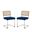 Upholstered Velvet Dining Side Chairs Set of 2 In Navy Blue and Silver