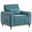 Valentina 38.5 Inch Chenille Chair with Metal Legs and Throw Pillow In Blue