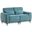 Valentina 62 Inch Chenille Loveseat with Metal Legs and Throw Pillows In Blue