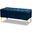 Valere Glam And Luxe Navy Blue Velvet Fabric Upholstered Gold Finished Button Tufted Storage Ottoman