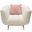 Venus Cream Fabric Chair With Contrasting Pillows And Gold Finished Metal Base