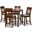 Verina Modern and Contemporary Grey Fabric Upholstered Walnut Brown Finished 5-Piece Wood Pub Set