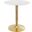 Verne 28 Inch Artificial Marble Dining Table In Gold/White