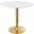 Verne 35 Inch Artificial Marble Dining Table In Gold/White
