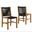 Vienna Outdoor Patio Teak and Rope Armless Dining Chairs Set of 2 In Natural and Black