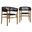 Vienna Outdoor Patio Teak and Rope Curved-Back Dining Armchairs Set of 2 In Natural and Black