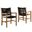 Vienna Outdoor Patio Teak and Rope Dining Armchairs Set of 2 In Natural and Black