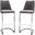 Vogue Set of 2 Bar Height Chairs in Grey Velvet with Polished Silver Metal Base