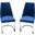 Vogue Set of 2 Dining Chairs in Navy Blue Velvet with Polished Silver Metal Base