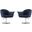 Voyager Swivel Adjustable Accent Chair in Smokey Blue and Brushed Metal (Set of 2)