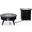 Walbrooke Patio Round Fire Pit and Tank Holder Slat Design In Black