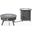 Walbrooke Patio Round Fire Pit and Tank Holder Slat Design In Grey