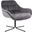 Wayne Contemporary Swivel Lounge Chair In Black Metal And Grey Velvet