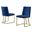 Will Double Minimalistic Side Chairs Set of 2 In Navy Blue Velvet and Gold Chrome Legs