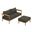 Wren 2-Piece Outdoor Patio Teak Wood Sofa and Ottoman Set In Natural and Flint Gray
