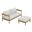 Wren 2-Piece Outdoor Patio Teak Wood Sofa and Ottoman Set In Natural and Sail