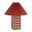 Zara 18 Inch Square Windowpane Stoneware Table Lamp with Pleated Linen Empire Shade In Red