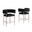 Zuria Teddy Fur Fabric Counter Chairs Set of 2 In Black and Gold Chrome
