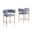 Zuria Teddy Fur Fabric Counter Chairs Set of 2 In Gray and Gold Chrome