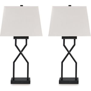 The appearance of Brookthrone Black Metal Table Lamp Set of 2 designed by Signature Design by Ashley in the interior design. This piece of furniture was selected by 1StopBedrooms from to add a touch of cosiness and style into your home. Sku: ASL-L204514.