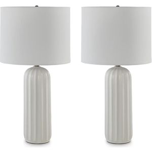 The appearance of Clarkland White Ceramic Table Lamp Set of 2 designed by Signature Design by Ashley in the interior design. This piece of furniture was selected by 1StopBedrooms from to add a touch of cosiness and style into your home. Sku: ASL-L177974.