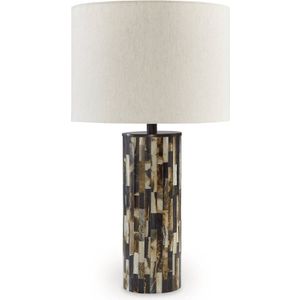 The appearance of Ellford Black And Brown And Cream Poly Table Lamp designed by Signature Design by Ashley in the interior design. This piece of furniture was selected by 1StopBedrooms from to add a touch of cosiness and style into your home. Sku: ASL-L235684.