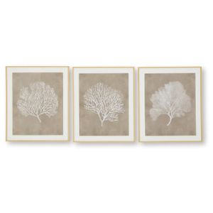 Hendridge Wall Art Set of 3 In White and Taupe