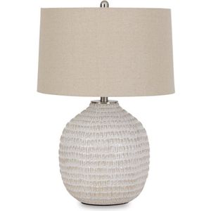 The appearance of Jamon Beige Ceramic Table Lamp designed by Signature Design by Ashley in the interior design. This piece of furniture was selected by 1StopBedrooms from to add a touch of cosiness and style into your home. Sku: L100764.