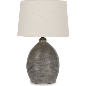 The appearance of Joyelle Gray Terracotta Table Lamp designed by Signature Design by Ashley in the interior design. This piece of furniture was selected by 1StopBedrooms from to add a touch of cosiness and style into your home. Sku: L100744.