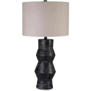 The appearance of Kerbert Table Lamp In Distressed Black designed by Signature Design by Ashley in the interior design. This piece of furniture was selected by 1StopBedrooms from to add a touch of cosiness and style into your home. Sku: ASL-L100824.