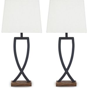 The appearance of Makara Black and Brown Metal Table Lamp Set of 2 designed by Signature Design by Ashley in the interior design. This piece of furniture was selected by 1StopBedrooms from to add a touch of cosiness and style into your home. Sku: ASL-L204174.