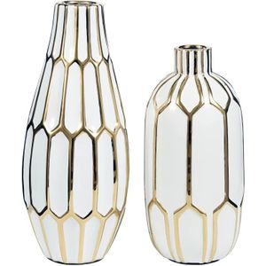 The appearance of Mohsen Gold and White Vase Set of 2 designed by Signature Design by Ashley in the interior design. This piece of furniture was selected by 1StopBedrooms from to add a touch of cosiness and style into your home. Sku: ASL-A2000135.