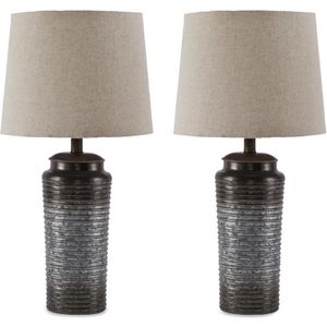 The appearance of Norbert Gray Metal Table Lamp Set of 2 designed by Signature Design by Ashley in the interior design. This piece of furniture was selected by 1StopBedrooms from to add a touch of cosiness and style into your home. Sku: ASL-L204064.