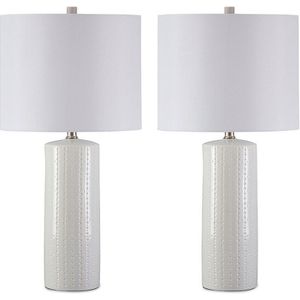 The appearance of Steuben White Ceramic Table Lamp Set of 2 designed by Signature Design by Ashley in the interior design. This piece of furniture was selected by 1StopBedrooms from to add a touch of cosiness and style into your home. Sku: ASL-L177904.