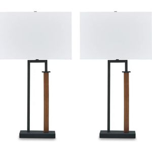 The appearance of Voslen Table Lamp Set of 2 In Black and Brown designed by Signature Design by Ashley in the interior design. This piece of furniture was selected by 1StopBedrooms from to add a touch of cosiness and style into your home. Sku: ASL-L204554.