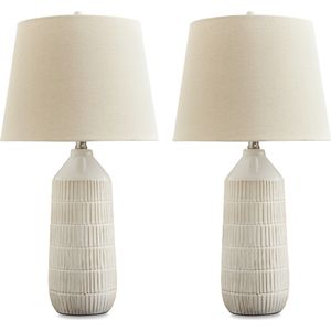 The appearance of Willport Off White Table Lamp Set of 2 designed by Signature Design by Ashley in the interior design. This piece of furniture was selected by 1StopBedrooms from to add a touch of cosiness and style into your home. Sku: ASL-L177994.