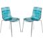2 LeisureMod Astor Transparent Blue Plastic Dining Chairs