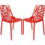 2 LeisureMod Devon Red Aluminum Armless Chairs