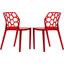 2 LeisureMod Dynamic Transparent Red Dining Chairs
