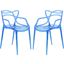 2 LeisureMod Milan Blue Wire Design Chairs