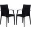 2 LeisureMod Weave Black Mace Indoor Outdoor Arm Chairs