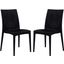 2 LeisureMod Weave Black Mace Indoor Outdoor Armless Dining Chairs